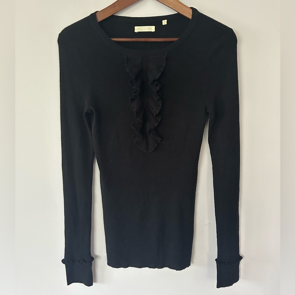 Martin + Osa Women’s Silk Blend Ruffle Sweater, GUC, Black